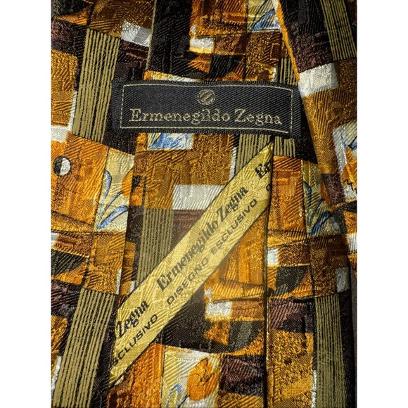 Ermenegildo Zenga Men’s Multicolor  Geometric Flower 100% Silk 4” Italian Vtg - Picture 5 of 7